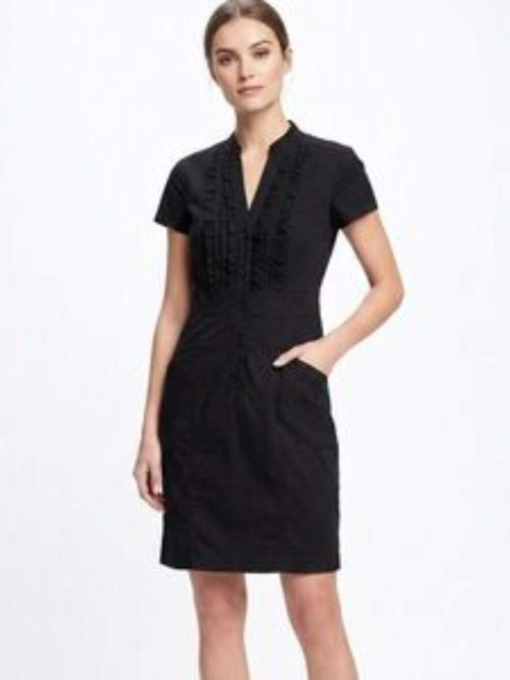 H&M Pleated Black Button Up Dress
